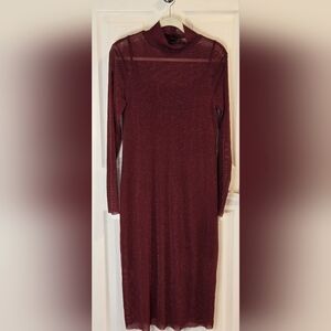 Wild Fable Maroon Long Sleeve Dress